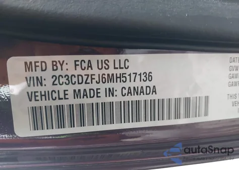 2021 Dodge Challenger R/T Scat Pack from USA, damaged, VIN 2C3CDZFJ6MH517136